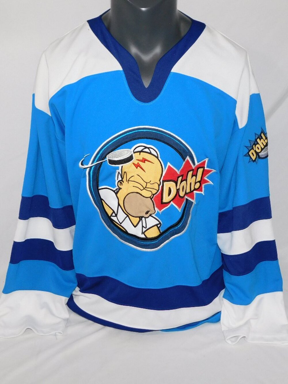The Simpsons Homer DOH Hockey Jersey Blue White Vintage 2004